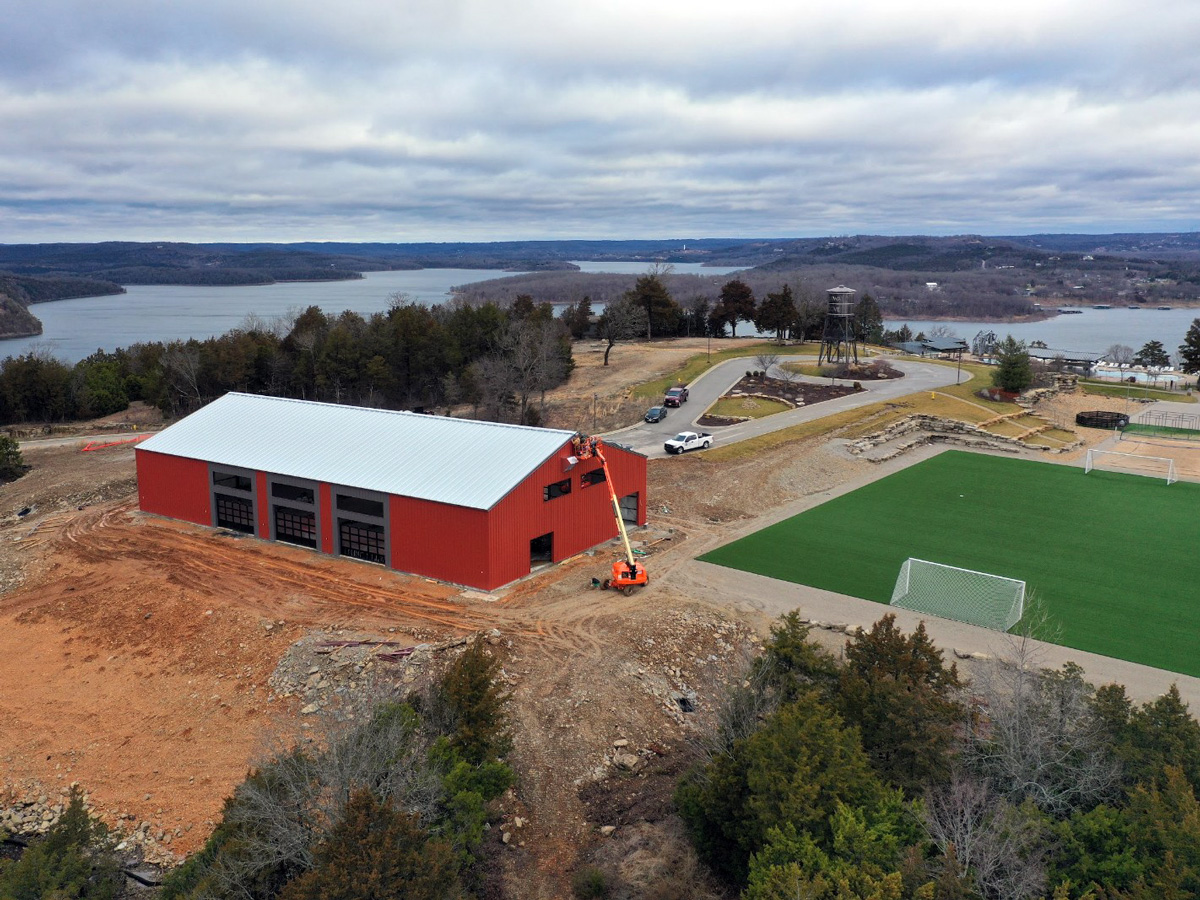 steel building recreation center and soccer field