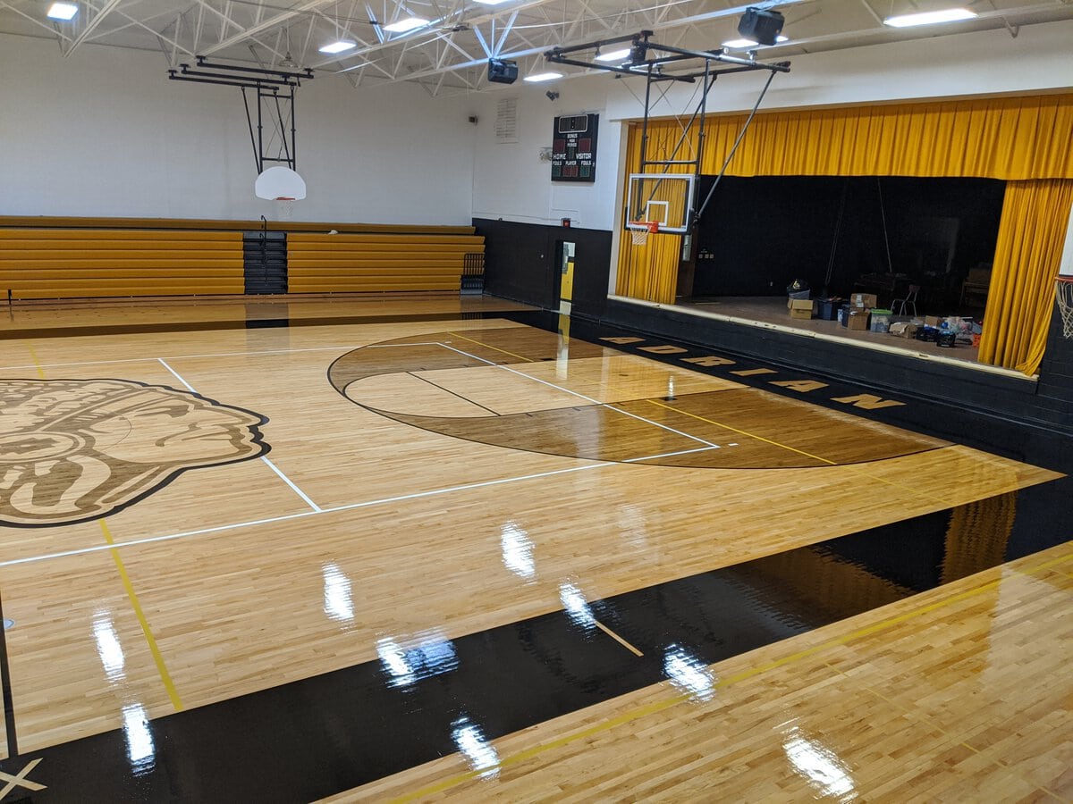 metal school gymnasium interior