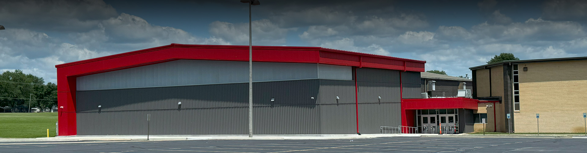 completed metal school building construction project