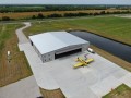 aerial view of air plane hangar steel building