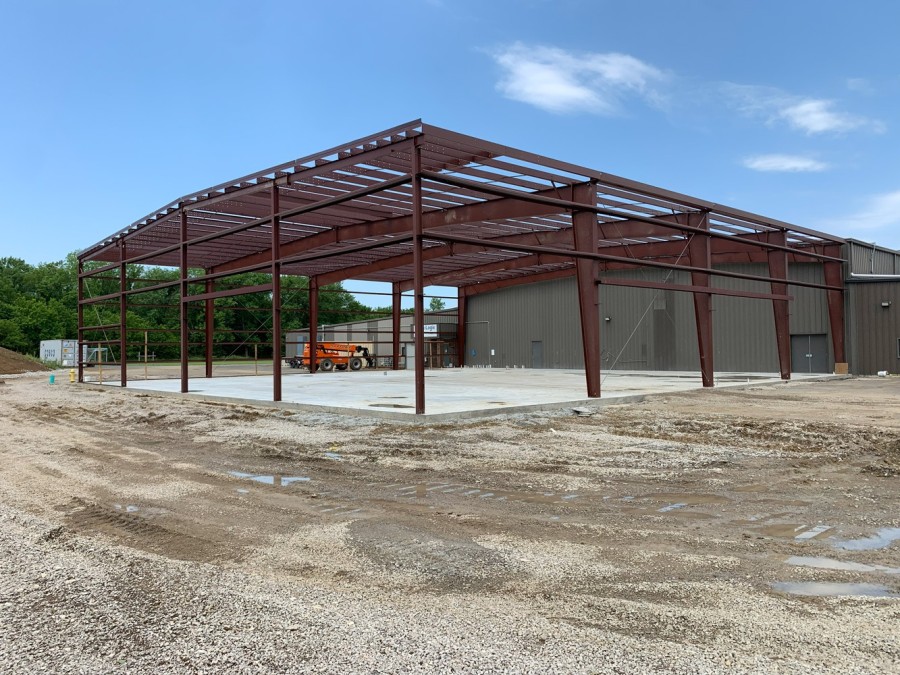 steel building erection for a school