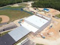 aerial view of two pre-engineered metal buildings