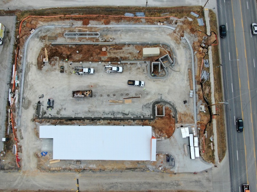 aerial view of construction prior to concrete work starting