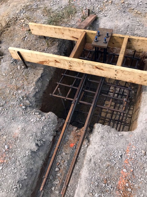 concrete footings being prepared