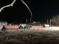prepping concrete foundation with radiant heating at night