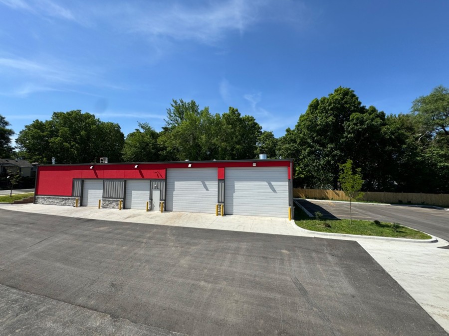front of steel building with large entry doors front of steel building with large entry doors