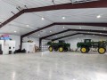 steel building with large clear storing large farm equipment