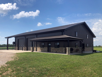 metal building system for home and shop combo