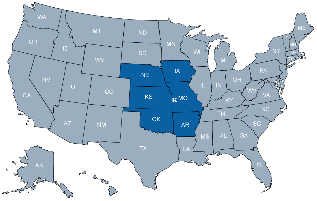 Koehn Building Systems Service Area Map