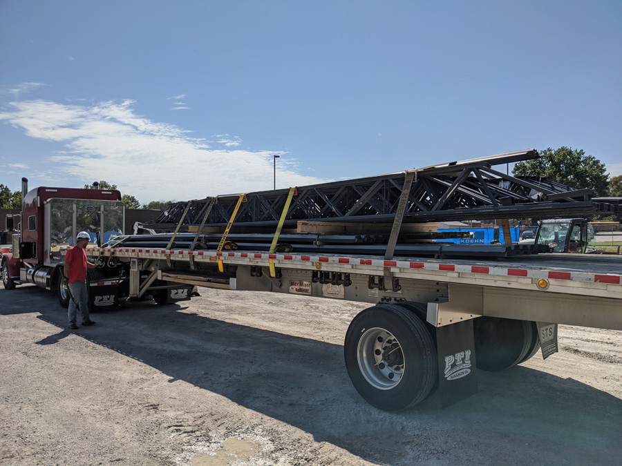 metal building supplies on truck
