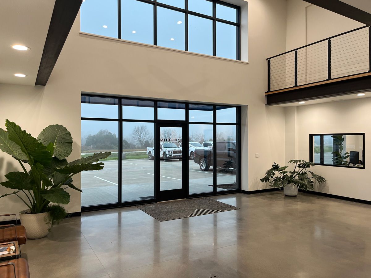 unique reception area of office building