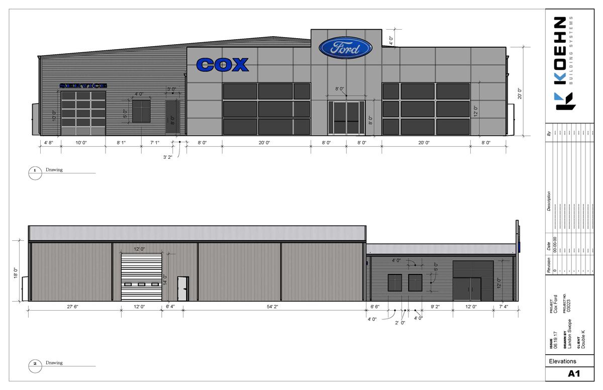 blueprint designs for dealership showroom construction project