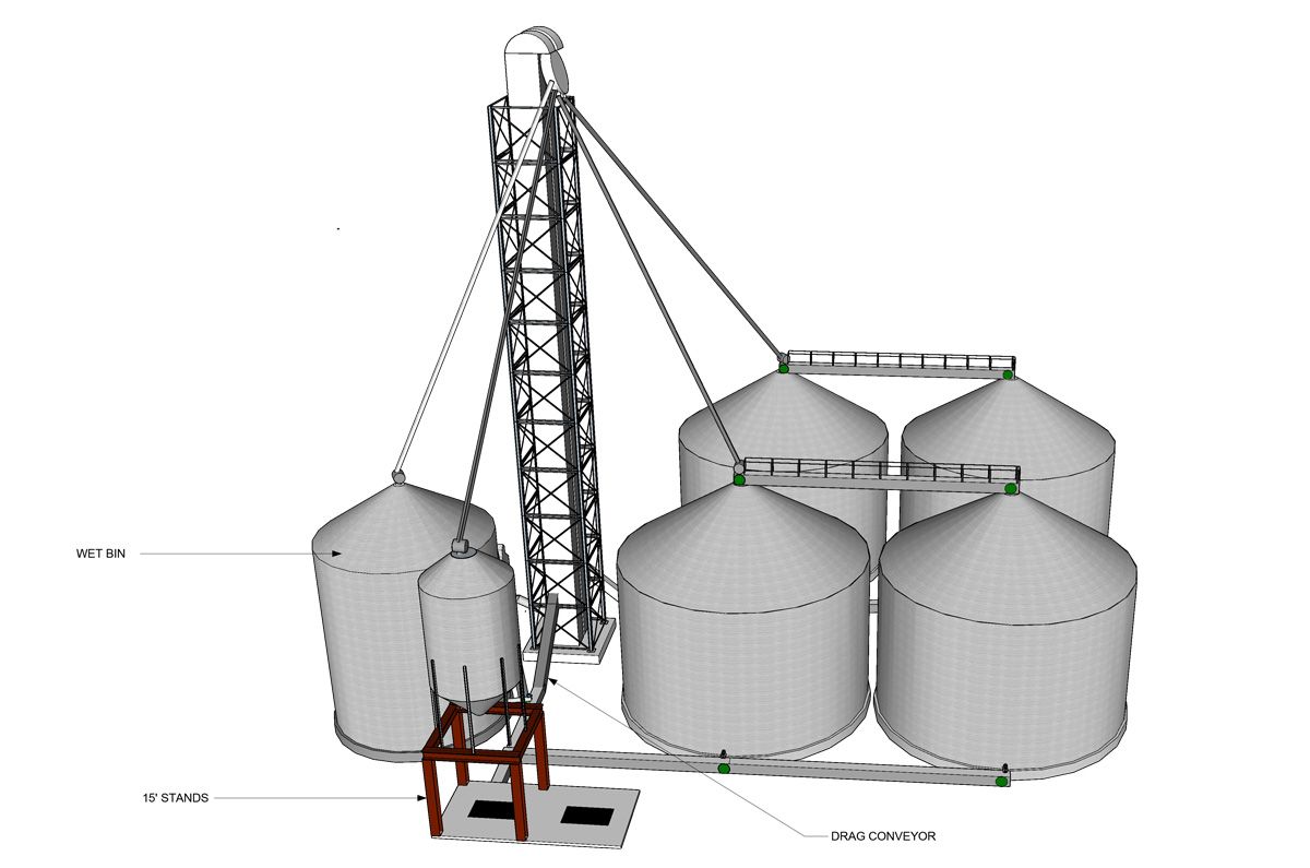 project drawings of grain bin installation