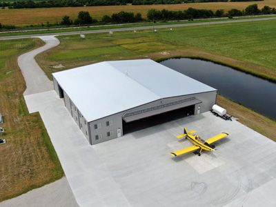 BCS Aerial airplane hangar in Butler, MO