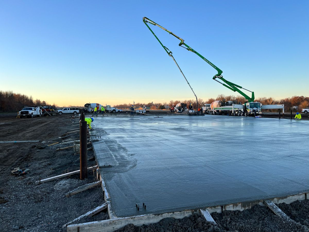 pouring concrete for large office building